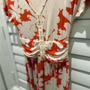 Maeve lovely orange and creme floral dress